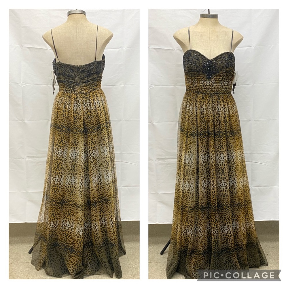 Adrianna Papell strapless animal print mesh dress
